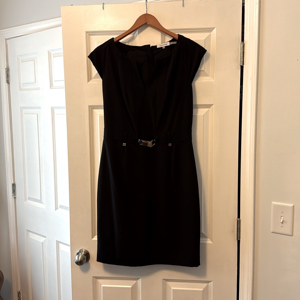Calvin Klein, Women’s Size 10, Little Black Dress with Gold Buckle.